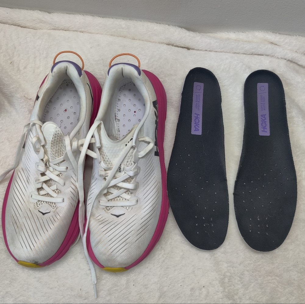 HOKA One Rincon 3 Womens 8.5B White Pink Running Shoes 1119396 - Picture 13 of 13